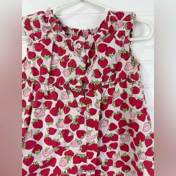 Gymboree pink & red toddler sleeveless strawberry dress. Size 18-24 months - Picture 3 of 5
